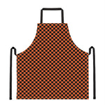 Orange And Black Checkered Pattern Print Apron