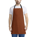 Orange And Black Checkered Pattern Print Apron