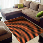 Orange And Black Checkered Pattern Print Area Rug