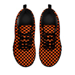 Orange And Black Checkered Pattern Print Black Sneakers