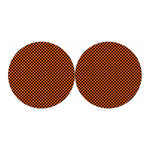 Orange And Black Checkered Pattern Print Car Coasters