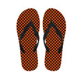 Orange And Black Checkered Pattern Print Flip Flops