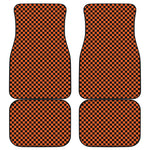 Orange And Black Checkered Pattern Print Front and Back Car Floor Mats