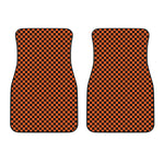 Orange And Black Checkered Pattern Print Front Car Floor Mats