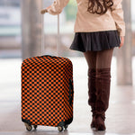 Orange And Black Checkered Pattern Print Luggage Cover