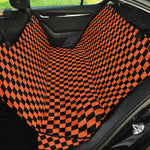 Orange And Black Checkered Pattern Print Pet Car Back Seat Cover