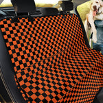 Orange And Black Checkered Pattern Print Pet Car Back Seat Cover