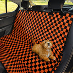 Orange And Black Checkered Pattern Print Pet Car Back Seat Cover