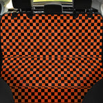Orange And Black Checkered Pattern Print Pet Car Back Seat Cover