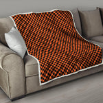 Orange And Black Checkered Pattern Print Quilt