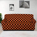 Orange And Black Checkered Pattern Print Sofa Cover