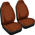 Orange And Black Checkered Pattern Print Universal Fit Car Seat Covers