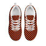 Orange And Black Checkered Pattern Print White Sneakers