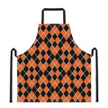 Orange And Black Halloween Argyle Print Apron