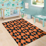 Orange And Black Halloween Argyle Print Area Rug