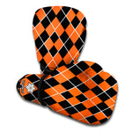 Orange And Black Halloween Argyle Print Boxing Gloves