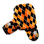 Orange And Black Halloween Argyle Print Boxing Gloves