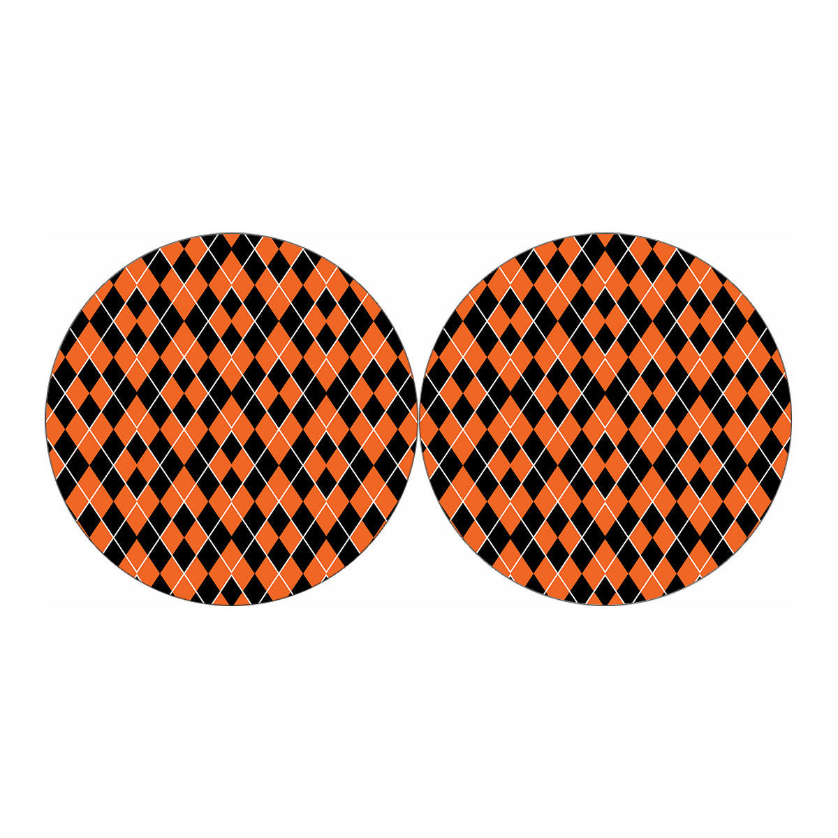 Orange And Black Halloween Argyle Print Car Coasters