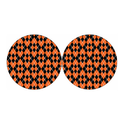 Orange And Black Halloween Argyle Print Car Coasters
