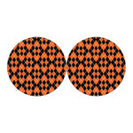 Orange And Black Halloween Argyle Print Car Coasters