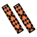 Orange And Black Halloween Argyle Print Car Seat Belt Covers