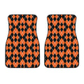 Orange And Black Halloween Argyle Print Front Car Floor Mats