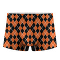 Orange And Black Halloween Argyle Print Men's Boxer Briefs