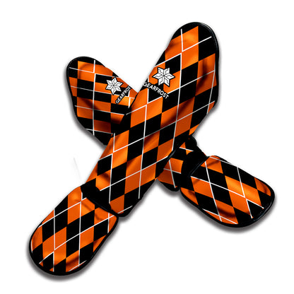 Orange And Black Halloween Argyle Print Muay Thai Shin Guard
