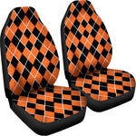 Orange And Black Halloween Argyle Print Universal Fit Car Seat Covers