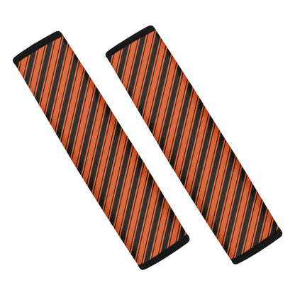 Orange And Black Halloween Pattern Print Car Seat Belt Covers