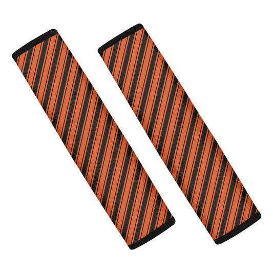 Orange And Black Halloween Pattern Print Car Seat Belt Covers