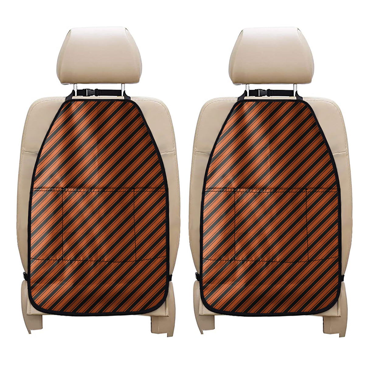 Orange And Black Halloween Pattern Print Car Seat Organizers