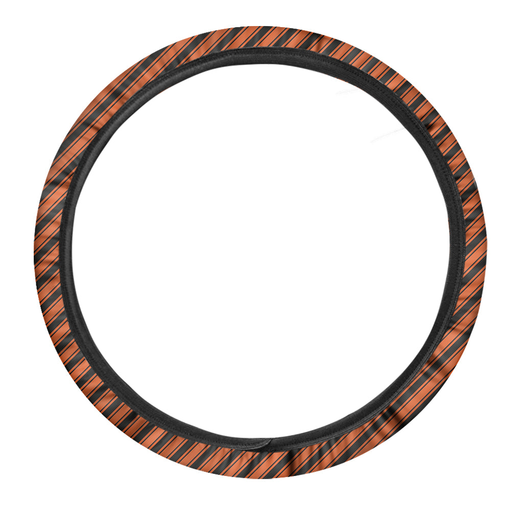 Orange And Black Halloween Pattern Print Car Steering Wheel Cover