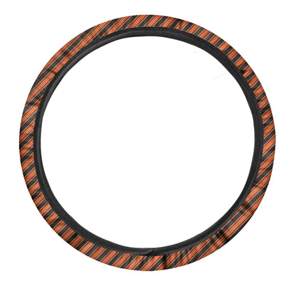 Orange And Black Halloween Pattern Print Car Steering Wheel Cover