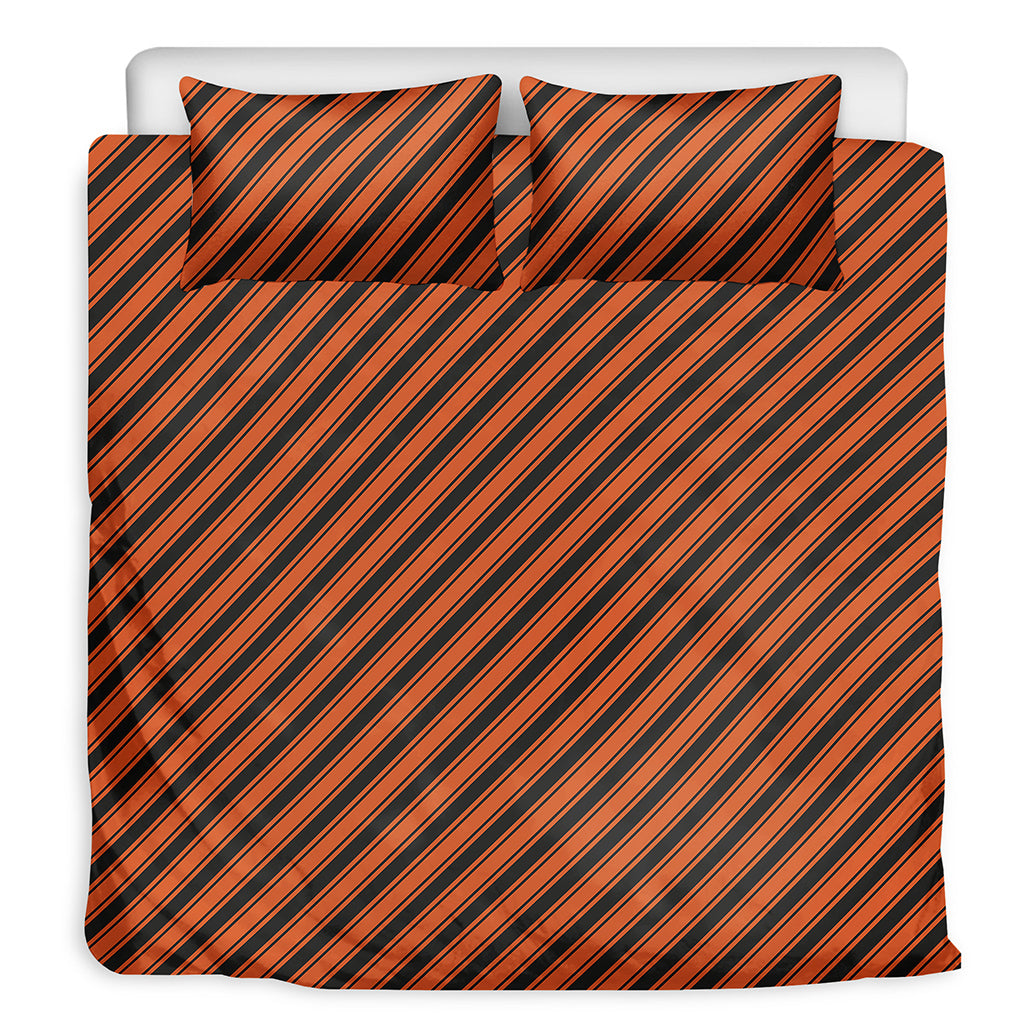 Orange And Black Halloween Pattern Print Duvet Cover Bedding Set