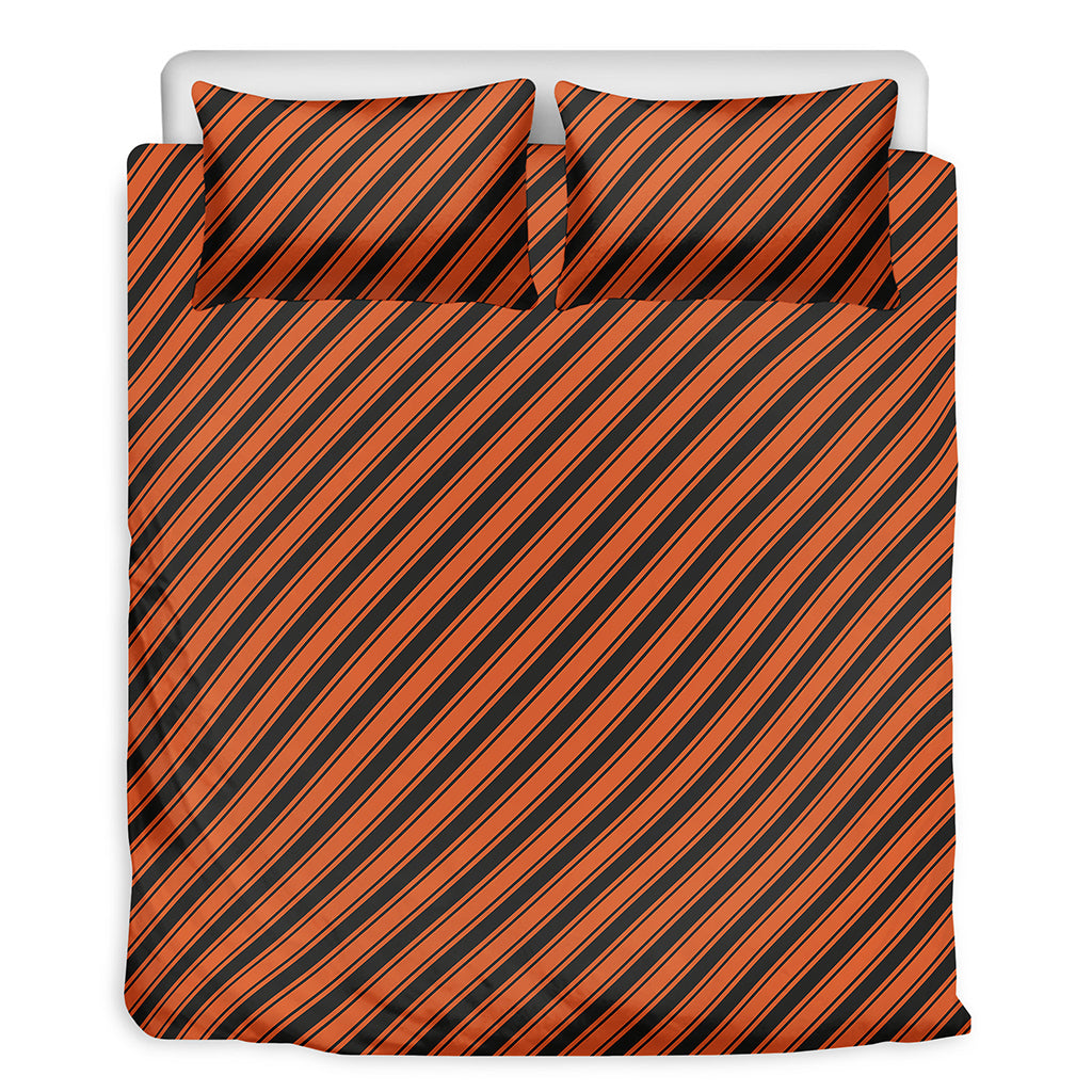 Orange And Black Halloween Pattern Print Duvet Cover Bedding Set