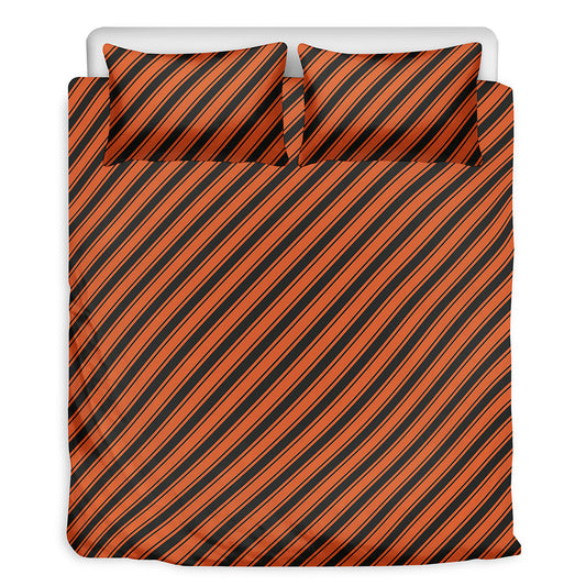 Orange And Black Halloween Pattern Print Duvet Cover Bedding Set