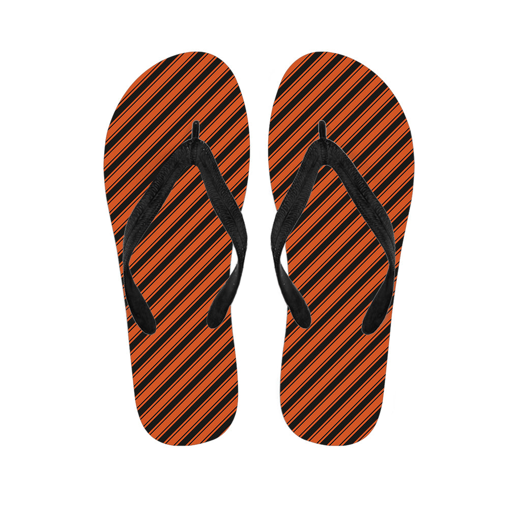 Orange And Black Halloween Pattern Print Flip Flops