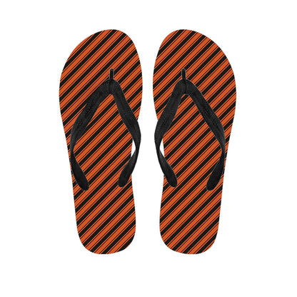 Orange And Black Halloween Pattern Print Flip Flops