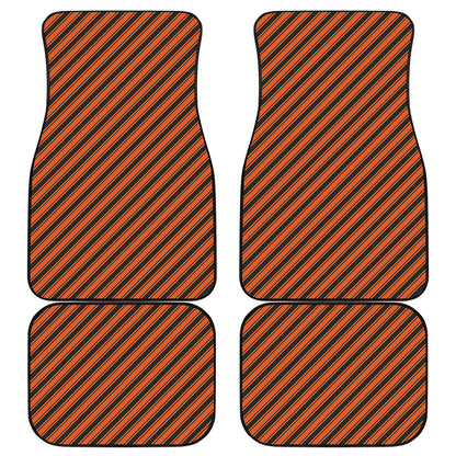 Orange And Black Halloween Pattern Print Front and Back Car Floor Mats