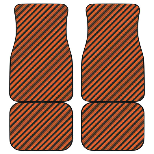 Orange And Black Halloween Pattern Print Front and Back Car Floor Mats