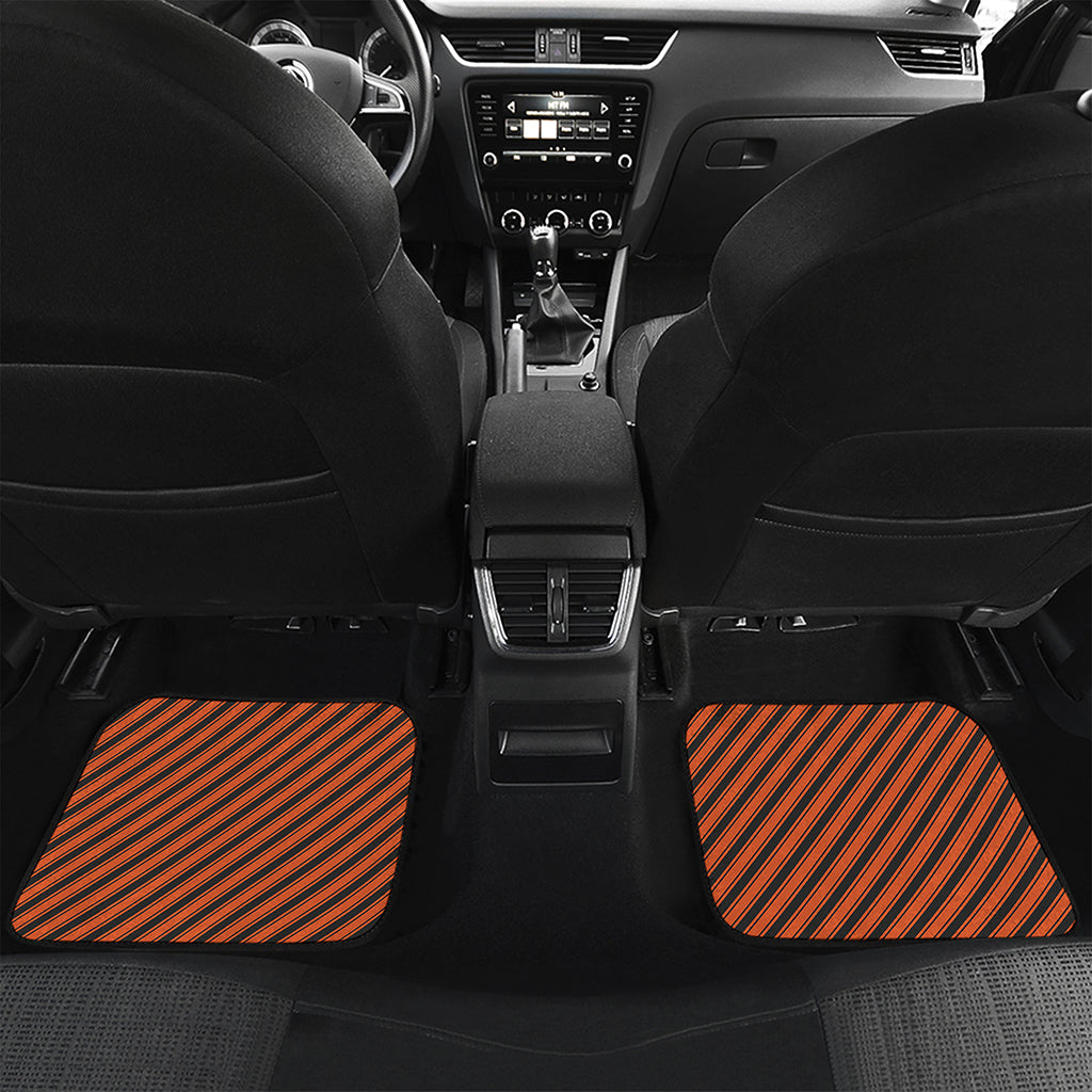 Orange And Black Halloween Pattern Print Front and Back Car Floor Mats