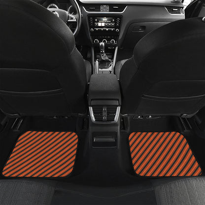 Orange And Black Halloween Pattern Print Front and Back Car Floor Mats