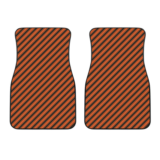 Orange And Black Halloween Pattern Print Front Car Floor Mats