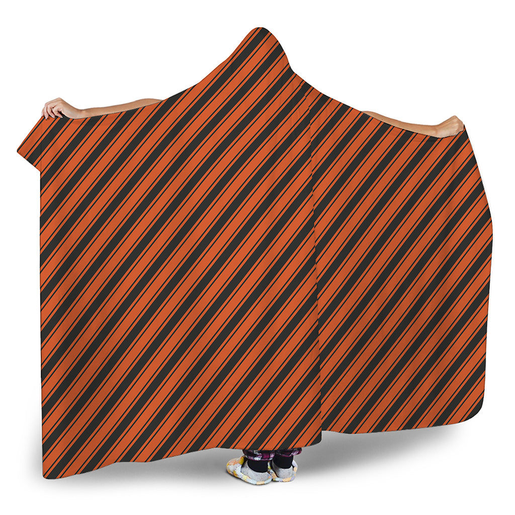 Orange And Black Halloween Pattern Print Hooded Blanket