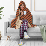Orange And Black Halloween Pattern Print Hooded Blanket