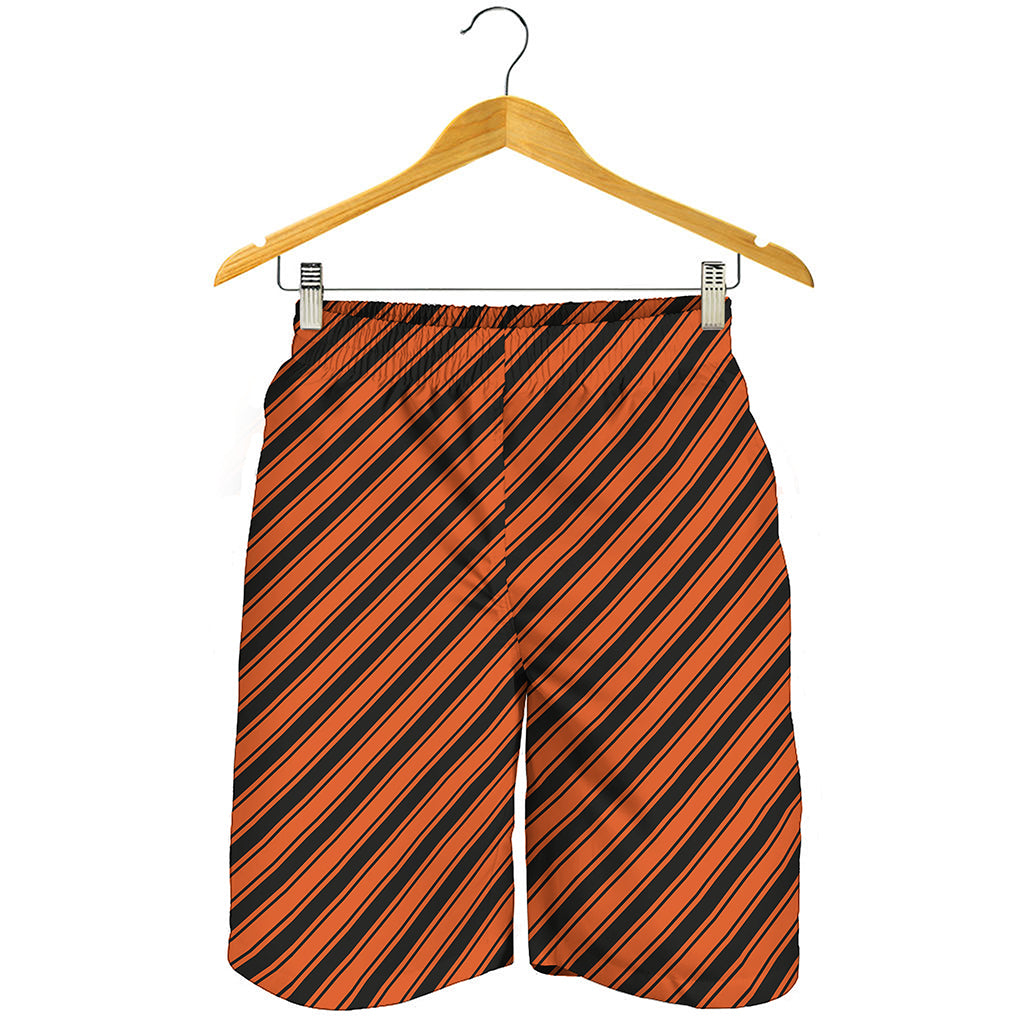 Orange And Black Halloween Pattern Print Men's Shorts