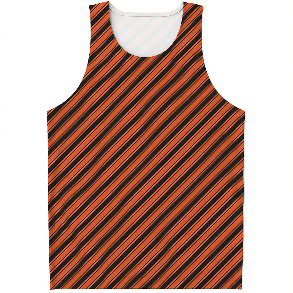 Orange And Black Halloween Pattern Print Men's Tank Top