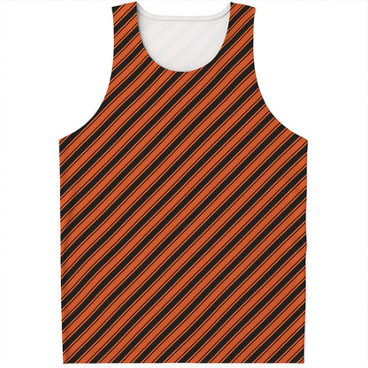 Orange And Black Halloween Pattern Print Men's Tank Top
