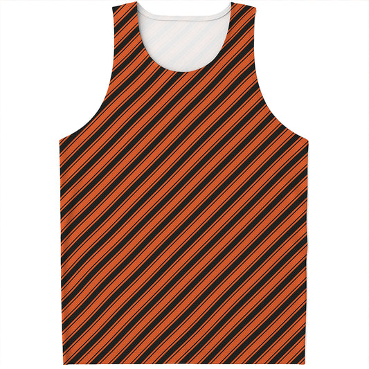 Orange And Black Halloween Pattern Print Men's Tank Top